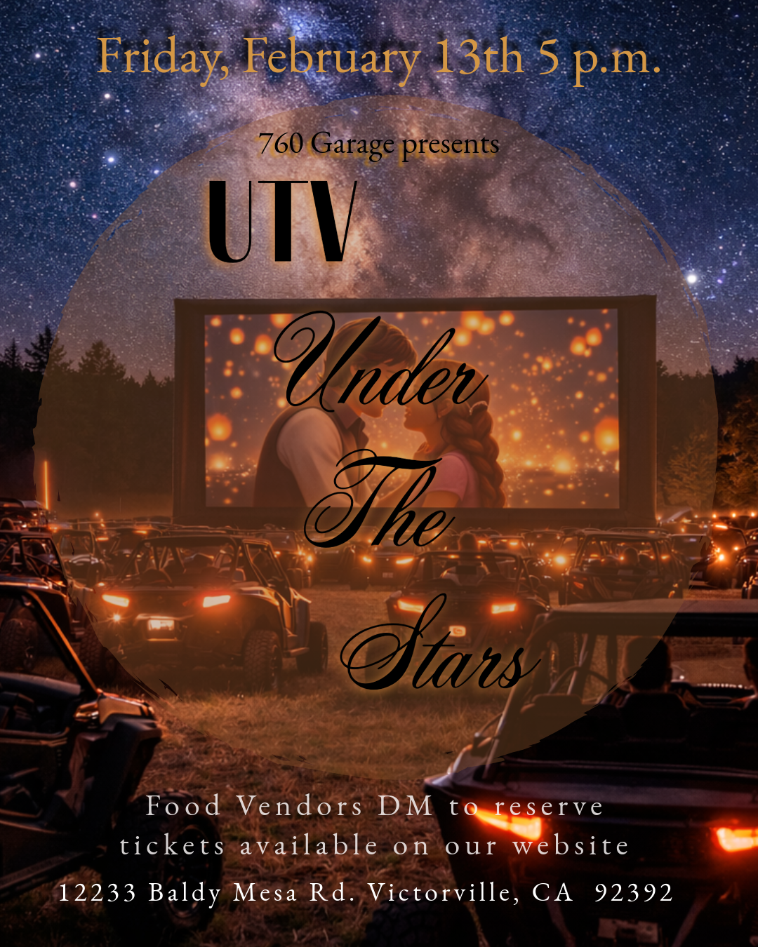 UTV under the stars *FLASH SALE* for 5pm TIMESLOT